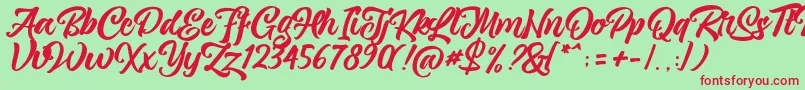 magnison Script Free Font – Red Fonts on Green Background