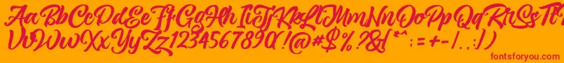 Fonte magnison Script Free – fontes vermelhas em um fundo laranja