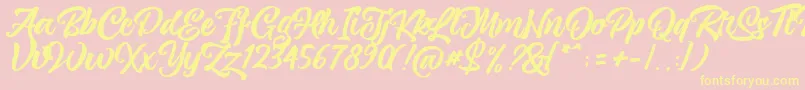 magnison Script Free Font – Yellow Fonts on Pink Background