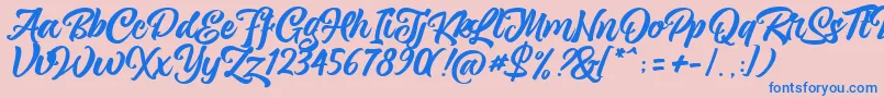 magnison Script Free-Schriftart – Blaue Schriften auf rosa Hintergrund
