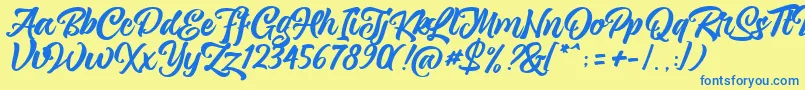 Czcionka magnison Script Free – niebieskie czcionki na żółtym tle