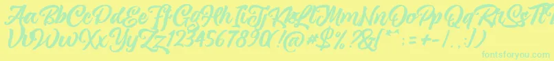 magnison Script Free Font – Green Fonts on Yellow Background