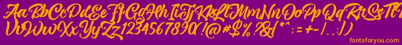 magnison Script Free Font – Orange Fonts on Purple Background