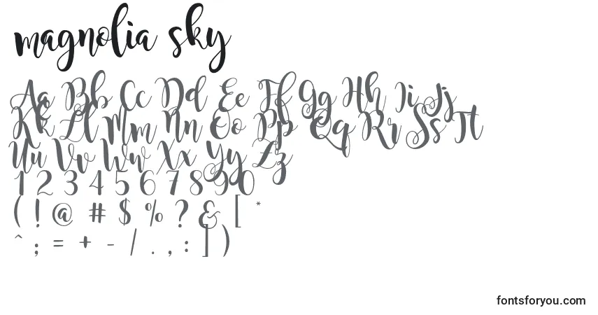 Magnolia sky Font – alphabet, numbers, special characters