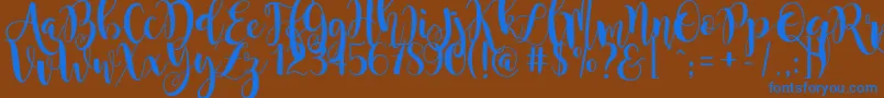 フォントmagnolia sky – 茶色の背景に青い文字