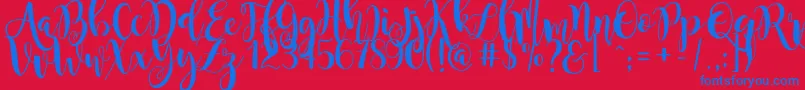 フォントmagnolia sky – 赤い背景に青い文字