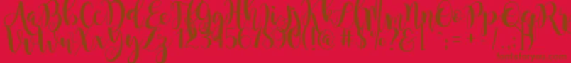 magnolia sky-Schriftart – Braune Schriften auf rotem Hintergrund