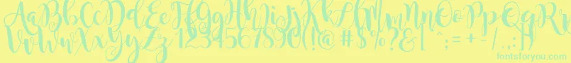 magnolia sky Font – Green Fonts on Yellow Background