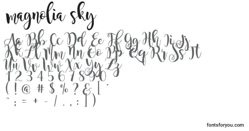 Magnolia sky (133368)フォント–アルファベット、数字、特殊文字