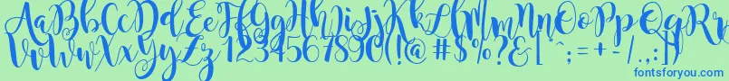 magnolia sky Font – Blue Fonts on Green Background