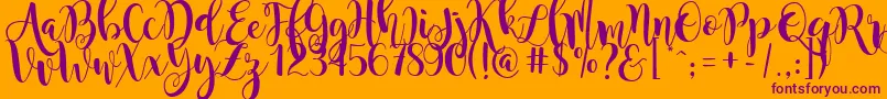 magnolia sky-Schriftart – Violette Schriften auf orangefarbenem Hintergrund