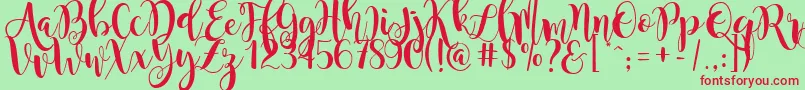 magnolia sky Font – Red Fonts on Green Background