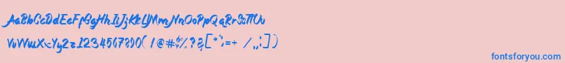 Magnolia-Schriftart – Blaue Schriften auf rosa Hintergrund