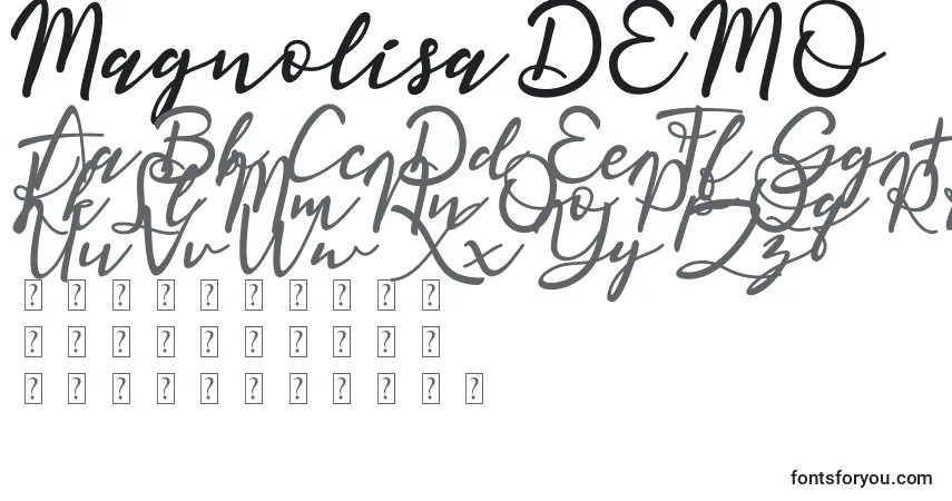 Шрифт Magnolisa DEMO – алфавит, цифры, специальные символы