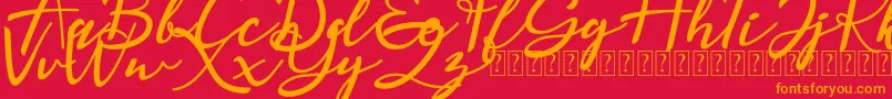 フォントMagnolisa DEMO – 赤い背景にオレンジの文字