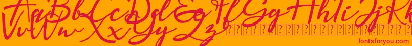 Magnolisa DEMO-Schriftart – Rote Schriften auf orangefarbenem Hintergrund