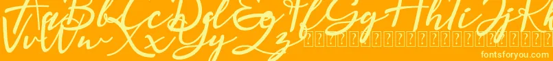 Fonte Magnolisa DEMO – fontes amarelas em um fundo laranja