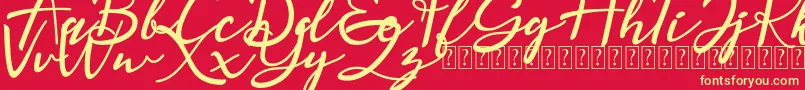 Magnolisa DEMO-Schriftart – Gelbe Schriften auf rotem Hintergrund