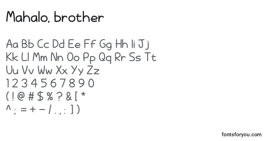 Czcionka Mahalo, brother – alfabet, cyfry, specjalne znaki