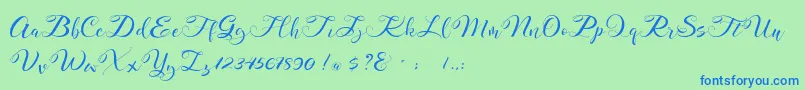 Mahdaleina DEMO-Schriftart – Blaue Schriften auf grünem Hintergrund