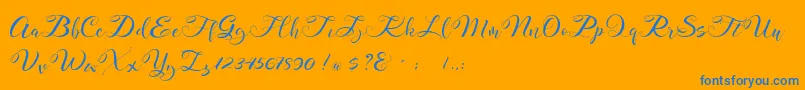 Mahdaleina DEMO-Schriftart – Blaue Schriften auf orangefarbenem Hintergrund