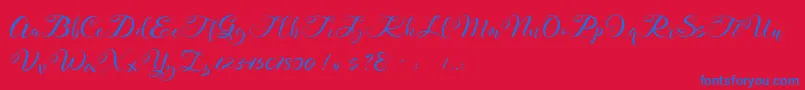 Mahdaleina DEMO-Schriftart – Blaue Schriften auf rotem Hintergrund