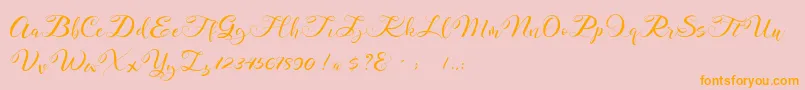 Mahdaleina DEMO-Schriftart – Orangefarbene Schriften auf rosa Hintergrund