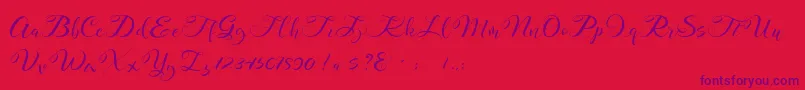 Mahdaleina DEMO-Schriftart – Violette Schriften auf rotem Hintergrund