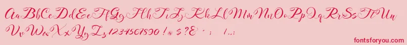 Mahdaleina DEMO-Schriftart – Rote Schriften auf rosa Hintergrund