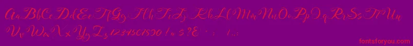 Mahdaleina DEMO-Schriftart – Rote Schriften auf violettem Hintergrund