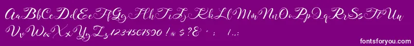 Mahdaleina DEMO-Schriftart – Weiße Schriften auf violettem Hintergrund