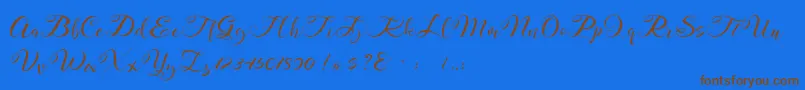 Mahdaleina DEMO-Schriftart – Braune Schriften auf blauem Hintergrund