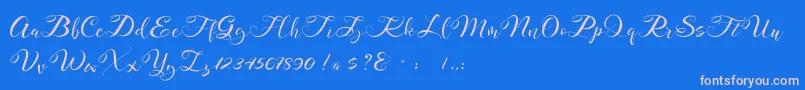 Mahdaleina DEMO-Schriftart – Rosa Schriften auf blauem Hintergrund