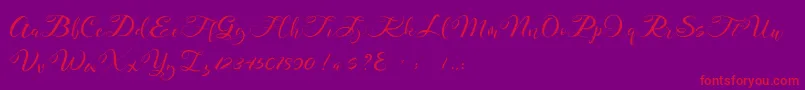 Mahdaleina DEMO-Schriftart – Rote Schriften auf violettem Hintergrund