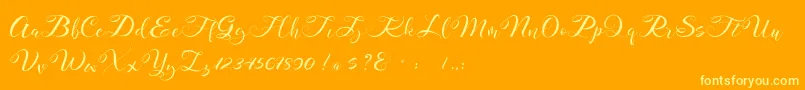 Mahdaleina DEMO Font – Yellow Fonts on Orange Background