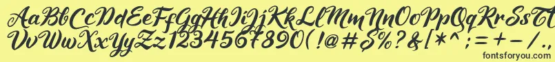 Maheera Font – Black Fonts on Yellow Background