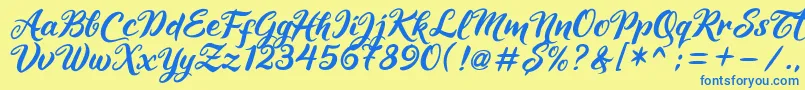 Maheera Font – Blue Fonts on Yellow Background