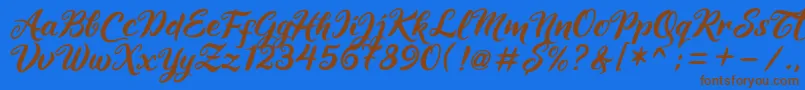Maheera Font – Brown Fonts on Blue Background