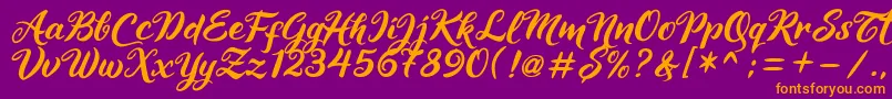 Maheera Font – Orange Fonts on Purple Background