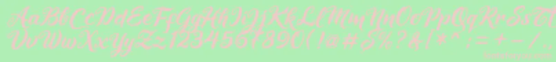 Maheera Font – Pink Fonts on Green Background