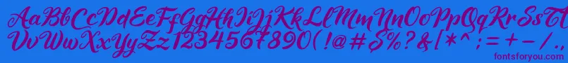 Maheera Font – Purple Fonts on Blue Background
