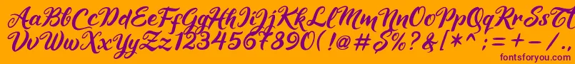 Maheera Font – Purple Fonts on Orange Background