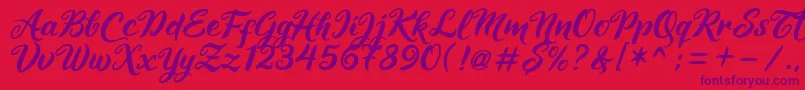 Maheera Font – Purple Fonts on Red Background