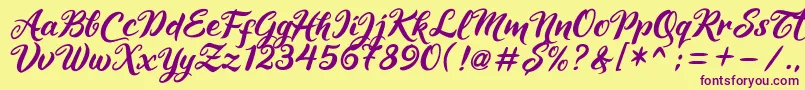 Maheera Font – Purple Fonts on Yellow Background