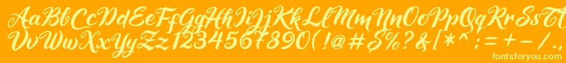 Maheera Font – Yellow Fonts on Orange Background