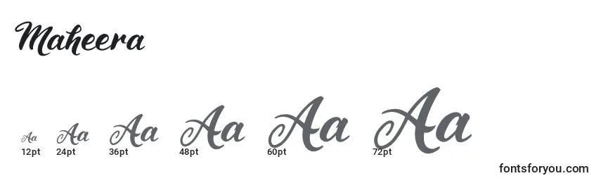 Maheera Font Sizes