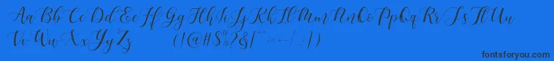 Fonte Maheisa Script Free – fontes pretas em um fundo azul