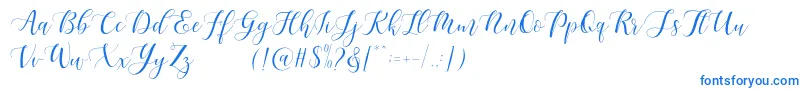 Maheisa Script Free-fontti – siniset fontit valkoisella taustalla