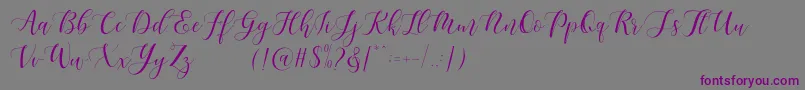 Maheisa Script Free-fontti – violetit fontit harmaalla taustalla