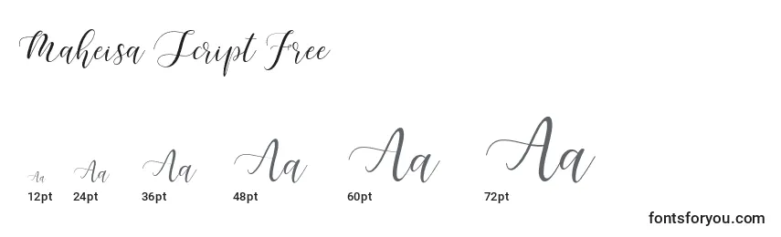 Размеры шрифта Maheisa Script Free